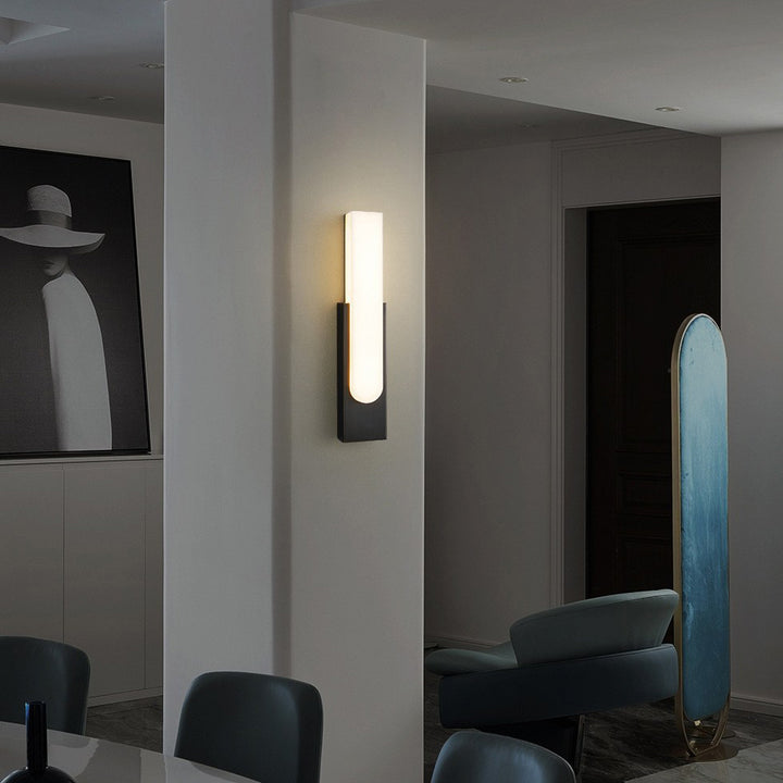 Contemporary Luxury Column Imitation Marble Shade Hardware LED Wall Sconce Lamp For Bedroom
