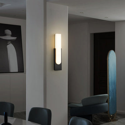 Contemporary Luxury Column Imitation Marble Shade Hardware LED Wall Sconce Lamp For Bedroom