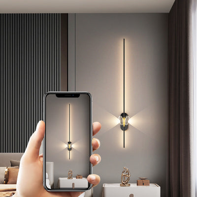 Moderne minimalistische Eisen-Aluminium-LED-Wandleuchte mit geraden Linien für das Schlafzimmer 