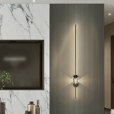 Moderne minimalistische Eisen-Aluminium-LED-Wandleuchte mit geraden Linien für das Schlafzimmer 