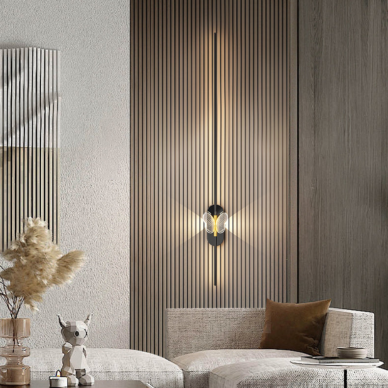 Moderne minimalistische Eisen-Aluminium-LED-Wandleuchte mit geraden Linien für das Schlafzimmer 