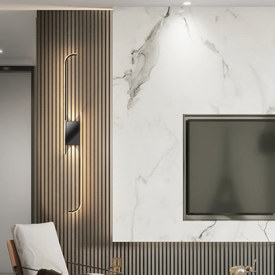 Moderne minimalistische Eisen-Aluminium-LED-Wandleuchte mit geraden Linien für das Schlafzimmer 