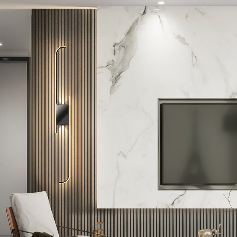Moderne minimalistische Eisen-Aluminium-LED-Wandleuchte mit geraden Linien für das Schlafzimmer 