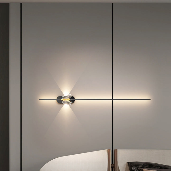 Moderne minimalistische Eisen-Aluminium-LED-Wandleuchte mit geraden Linien für das Schlafzimmer 