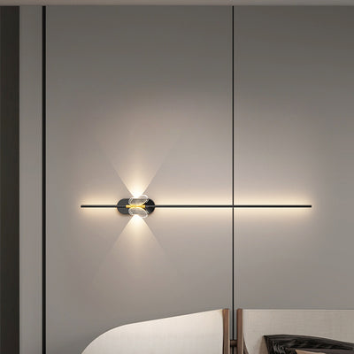 Moderne minimalistische Eisen-Aluminium-LED-Wandleuchte mit geraden Linien für das Schlafzimmer 