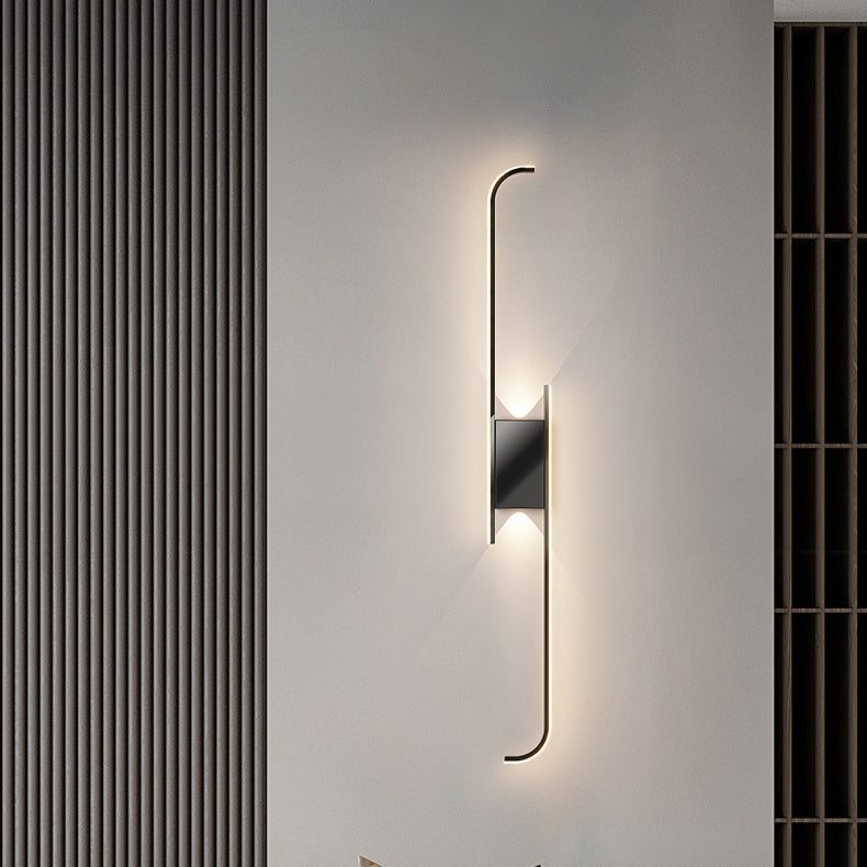 Applique Murale LED en Aluminium et Silicone à Bande Arc de Simplicité Moderne pour Chambre 