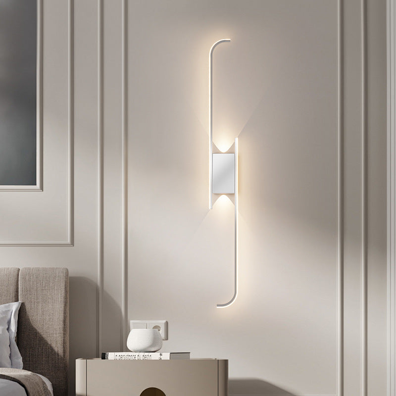 Applique Murale LED en Aluminium et Silicone à Bande Arc de Simplicité Moderne pour Chambre 