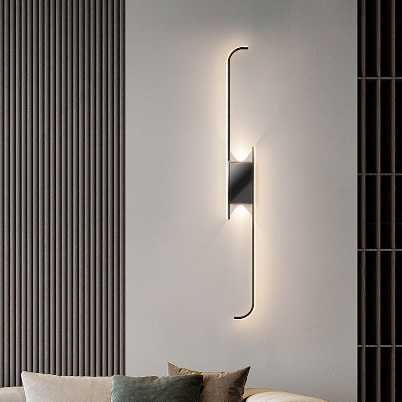 Applique Murale LED en Aluminium et Silicone à Bande Arc de Simplicité Moderne pour Chambre 