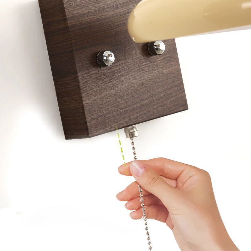 Traditionelle französische Eisen-Walnuss-Holzmaserung Runde LED-Wandleuchte für das Schlafzimmer 