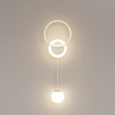 Contemporary Scandinavian Iron Acrylic Geometric Circle Ring LED Wall Sconce Lamp For Bedroom