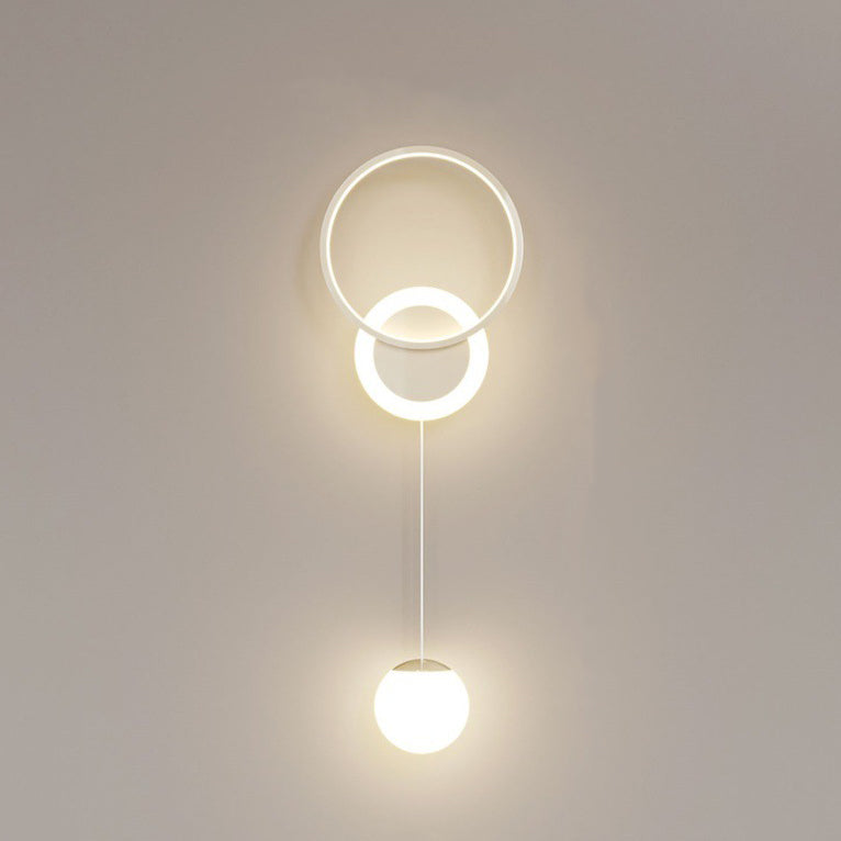 Contemporary Scandinavian Iron Acrylic Geometric Circle Ring LED Wall Sconce Lamp For Bedroom