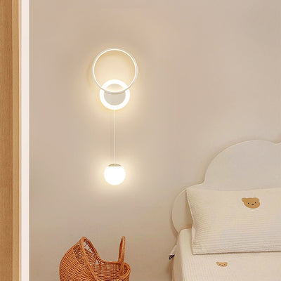 Contemporary Scandinavian Iron Acrylic Geometric Circle Ring LED Wall Sconce Lamp For Bedroom