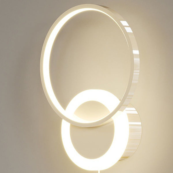 Contemporary Scandinavian Iron Acrylic Geometric Circle Ring LED Wall Sconce Lamp For Bedroom