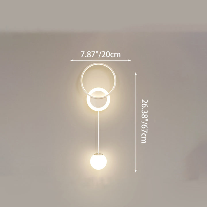 مصباح حائط LED على شكل حلقة دائرية هندسية من الحديد الأكريليكي الإسكندنافي المعاصر لغرفة النوم 