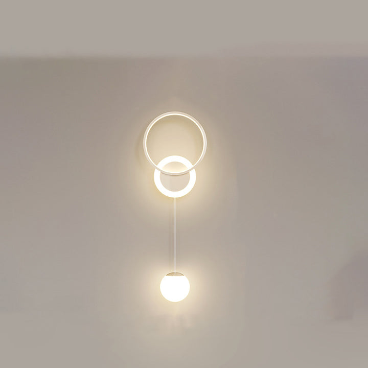 مصباح حائط LED على شكل حلقة دائرية هندسية من الحديد الأكريليكي الإسكندنافي المعاصر لغرفة النوم 