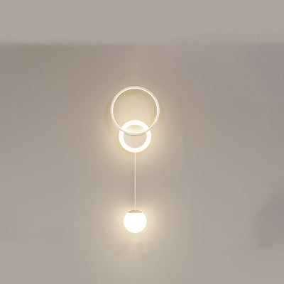 Contemporary Scandinavian Iron Acrylic Geometric Circle Ring LED Wall Sconce Lamp For Bedroom