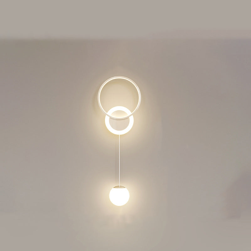 Contemporary Scandinavian Iron Acrylic Geometric Circle Ring LED Wall Sconce Lamp For Bedroom