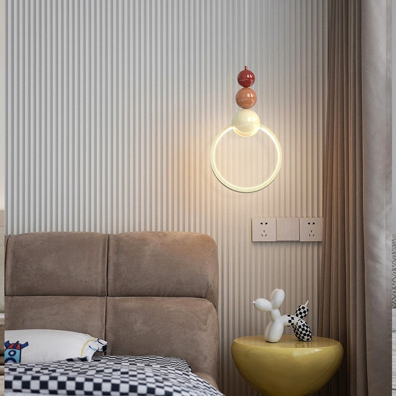 Contemporary Scandinavian Iron Acrylic Geometric Round Ball LED Pendant Light For Bedroom