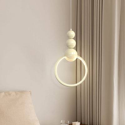 Contemporary Scandinavian Iron Acrylic Geometric Round Ball LED Pendant Light For Bedroom