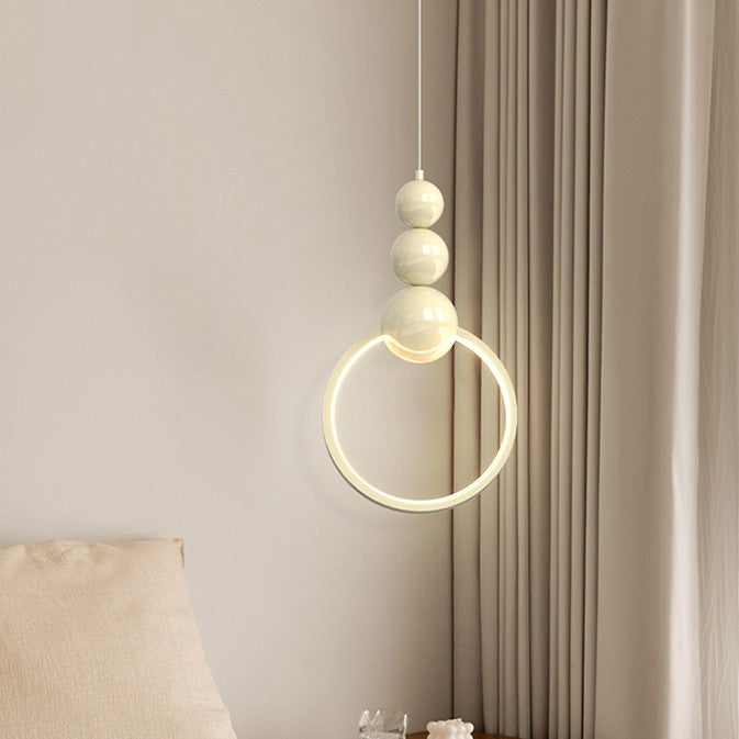 Contemporary Scandinavian Iron Acrylic Geometric Round Ball LED Pendant Light For Bedroom