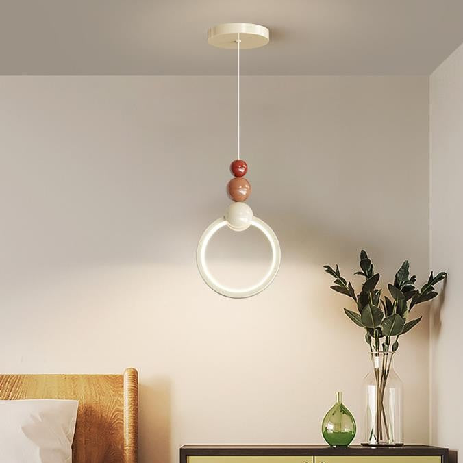 Contemporary Scandinavian Iron Acrylic Geometric Round Ball LED Pendant Light For Bedroom