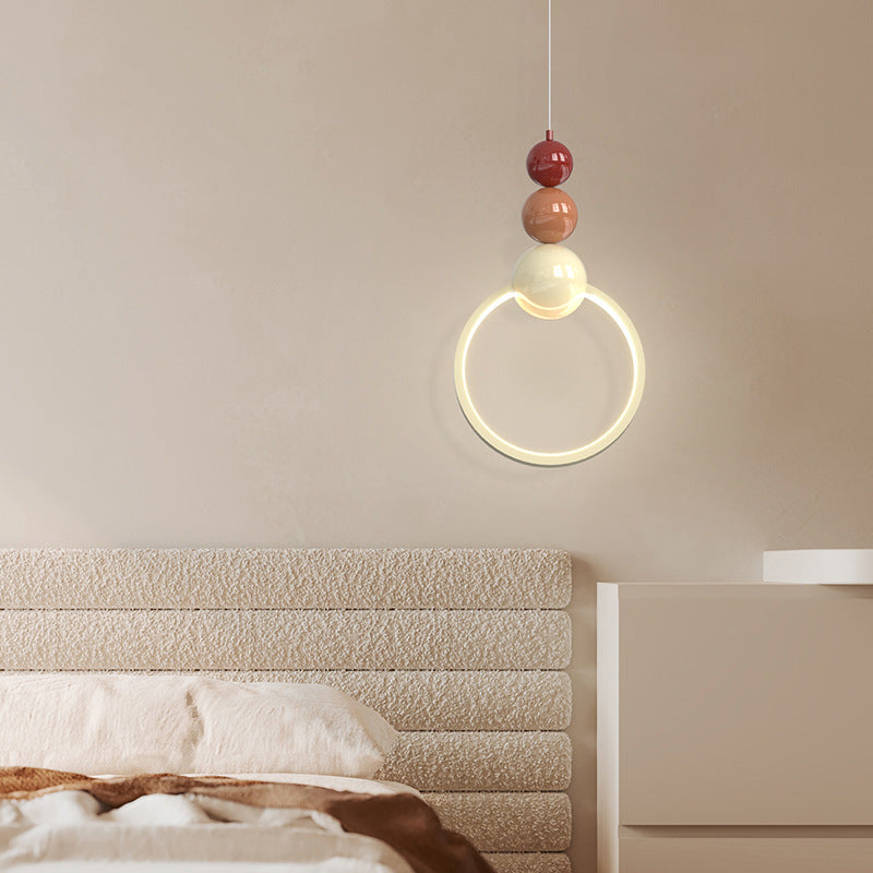 Contemporary Scandinavian Iron Acrylic Geometric Round Ball LED Pendant Light For Bedroom