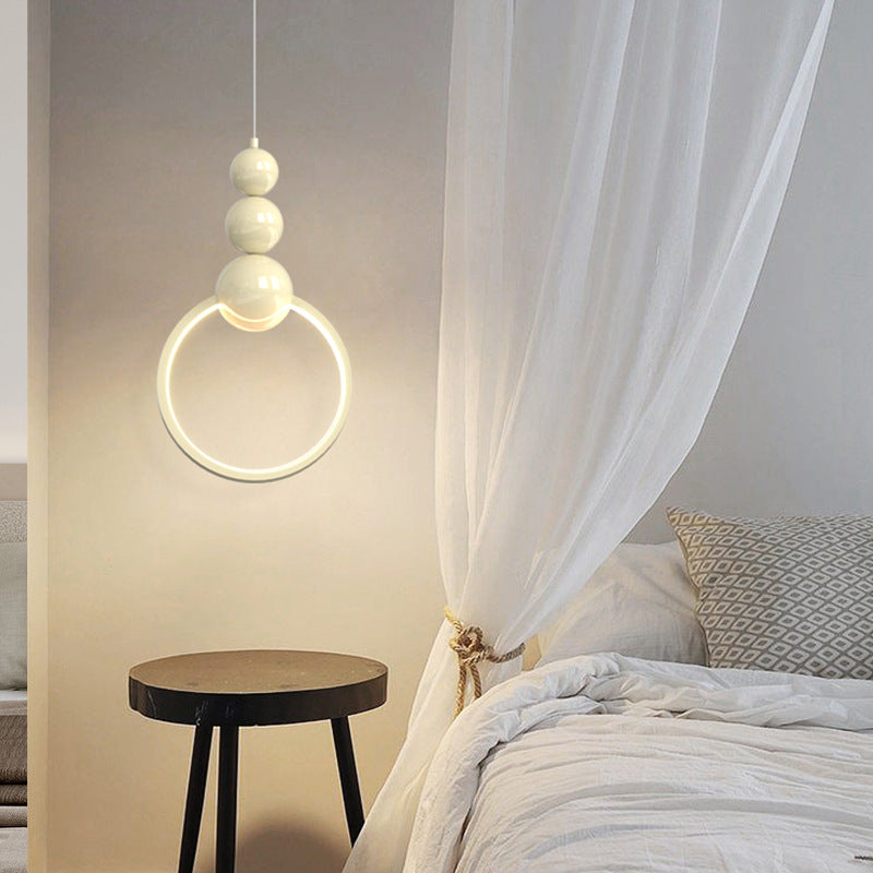 Contemporary Scandinavian Iron Acrylic Geometric Round Ball LED Pendant Light For Bedroom