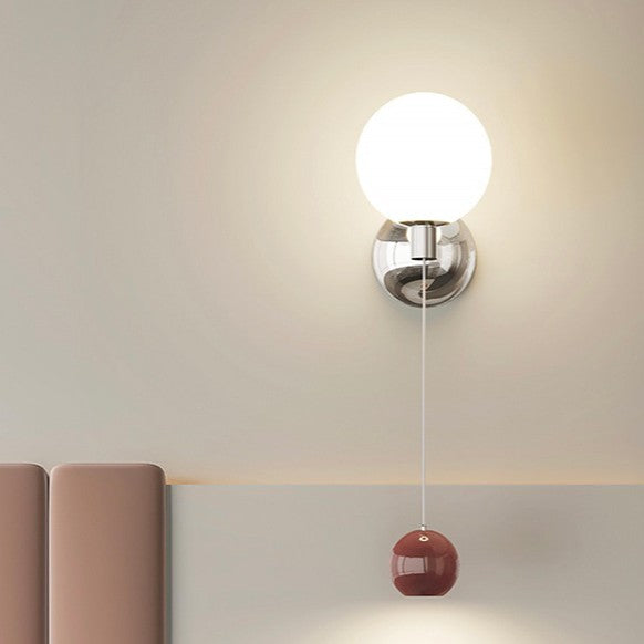 Applique murale LED avec abat-jour sphérique en verre et fer nordique contemporain pour chambre 