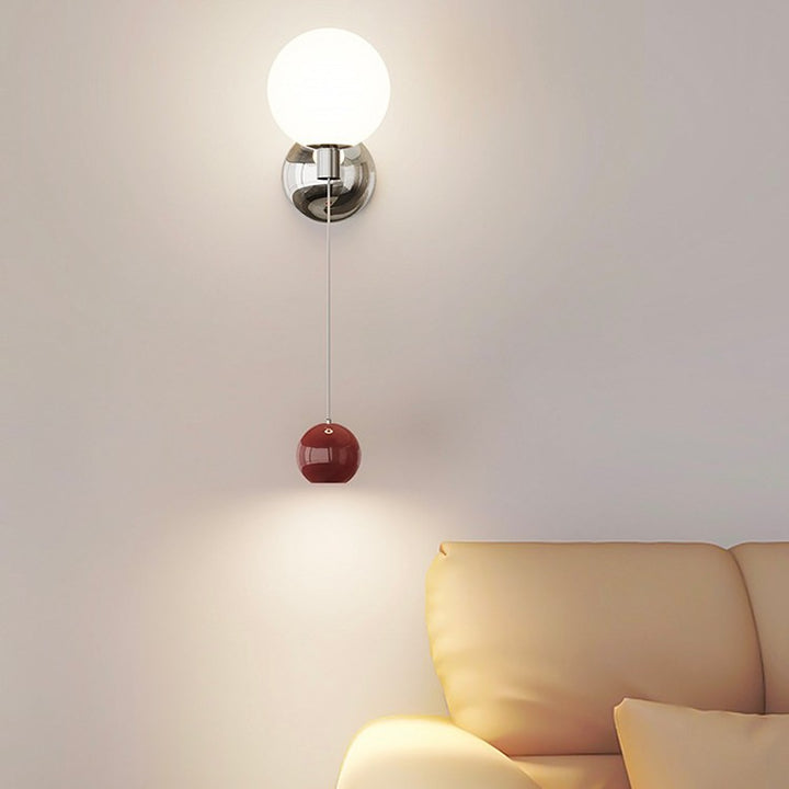 Applique murale LED avec abat-jour sphérique en verre et fer nordique contemporain pour chambre 