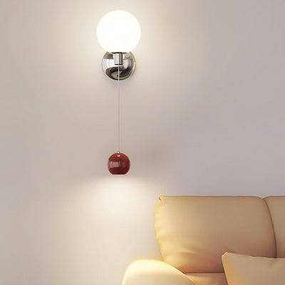 Contemporary Nordic Iron Glass Spherical Shade LED Wall Sconce Lamp For Bedroom
