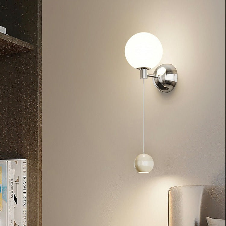 Contemporary Nordic Iron Glass Spherical Shade LED Wall Sconce Lamp For Bedroom