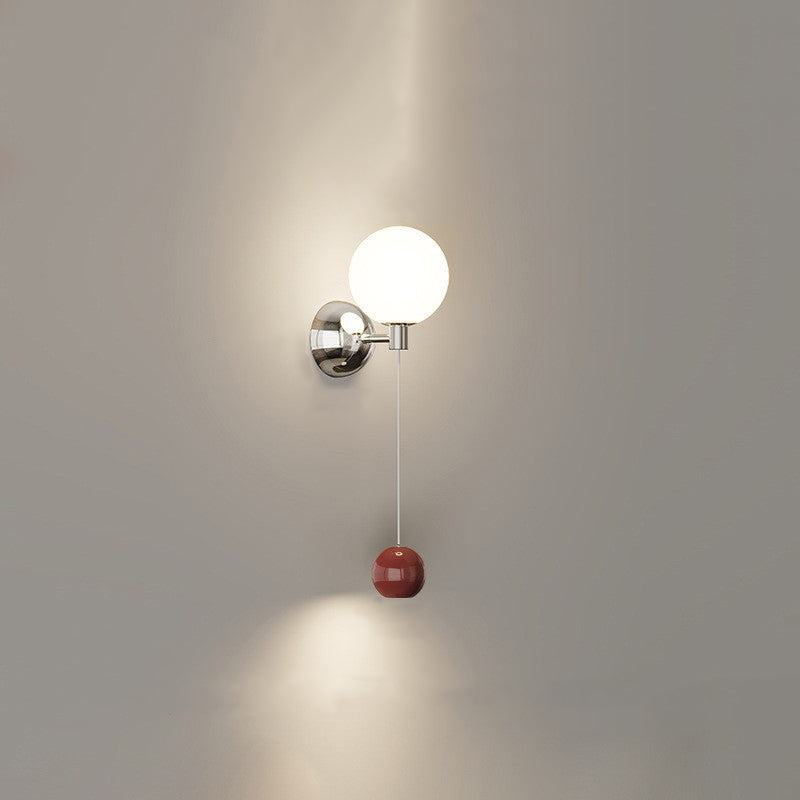 Contemporary Nordic Iron Glass Spherical Shade LED Wall Sconce Lamp For Bedroom