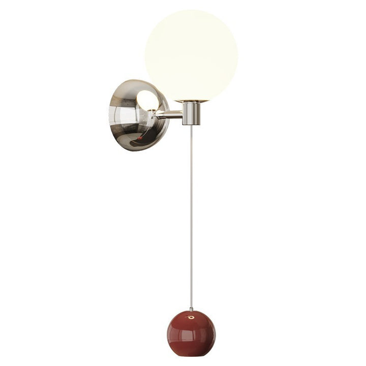 Applique murale LED avec abat-jour sphérique en verre et fer nordique contemporain pour chambre 