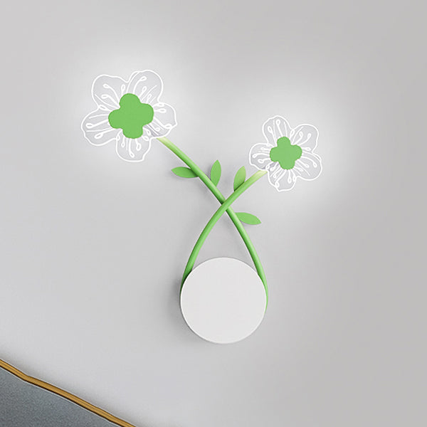 Applique murale LED moderne Art Déco en fer avec abat-jour en verre rose pour chambre 