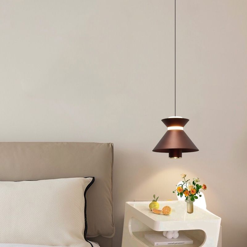 Contemporary Nordic Aluminum Iron Hourglass Shade LED Pendant Light For Bedroom