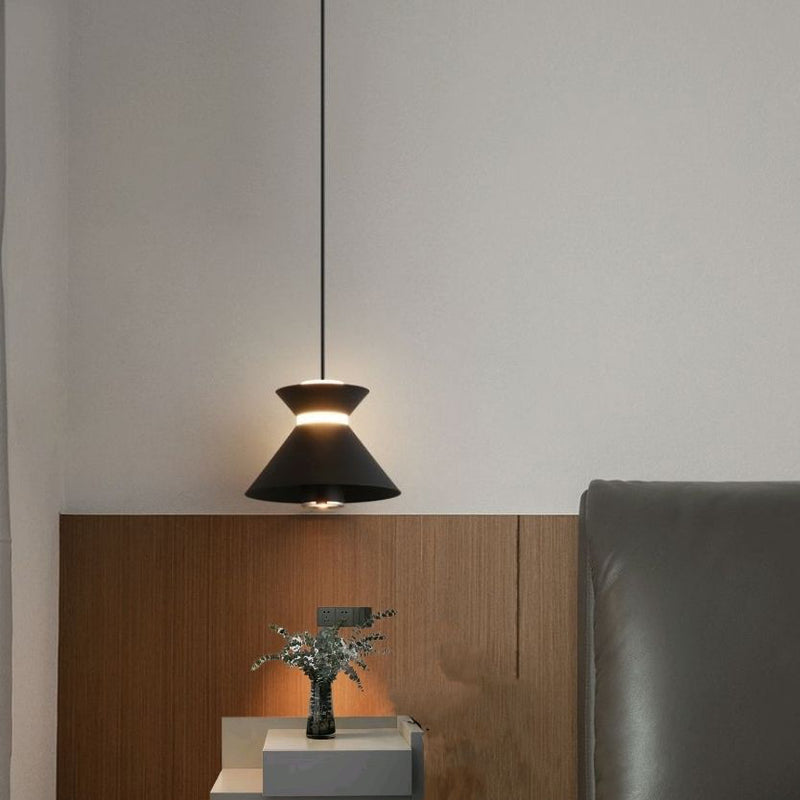 Contemporary Nordic Aluminum Iron Hourglass Shade LED Pendant Light For Bedroom