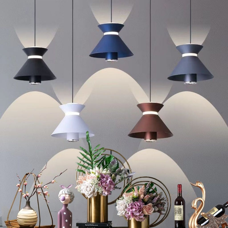 Contemporary Nordic Aluminum Iron Hourglass Shade LED Pendant Light For Bedroom
