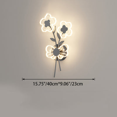 Applique murale LED en fer et acrylique de style Art Déco moderne avec abat-jour en forme de fleur pour chambre 