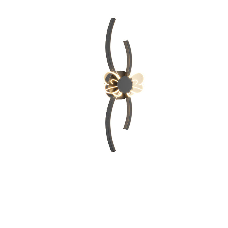 Applique murale LED en fer et acrylique de style Art Déco moderne avec abat-jour en forme de fleur pour chambre 
