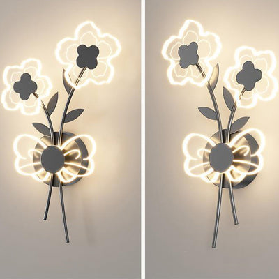 Applique murale LED en fer et acrylique de style Art Déco moderne avec abat-jour en forme de fleur pour chambre 