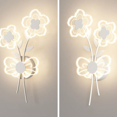 Applique murale LED en fer et acrylique de style Art Déco moderne avec abat-jour en forme de fleur pour chambre 