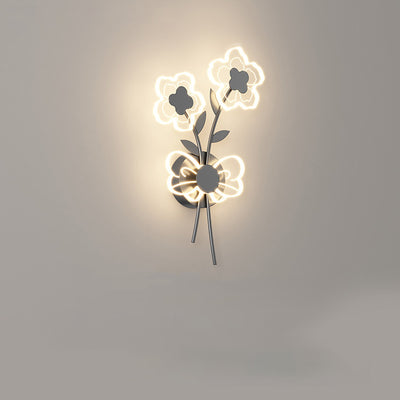 Applique murale LED en fer et acrylique de style Art Déco moderne avec abat-jour en forme de fleur pour chambre 
