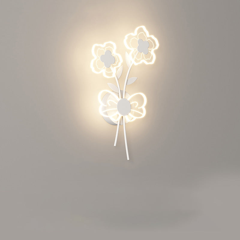 Applique murale LED en fer et acrylique de style Art Déco moderne avec abat-jour en forme de fleur pour chambre 