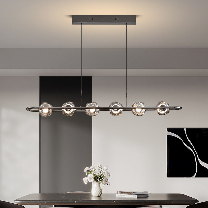 Lustre à suspension contemporain de luxe en fer avec abat-jour en verre en forme de boule LED pour salon 