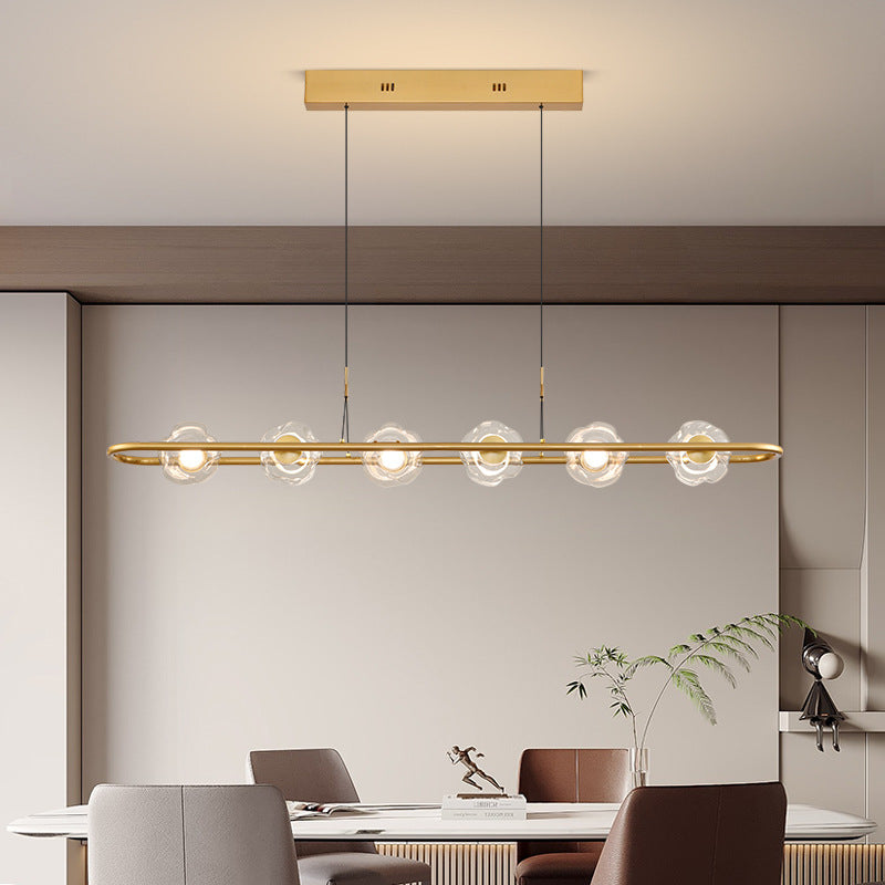 Lustre à suspension contemporain de luxe en fer avec abat-jour en verre en forme de boule LED pour salon 