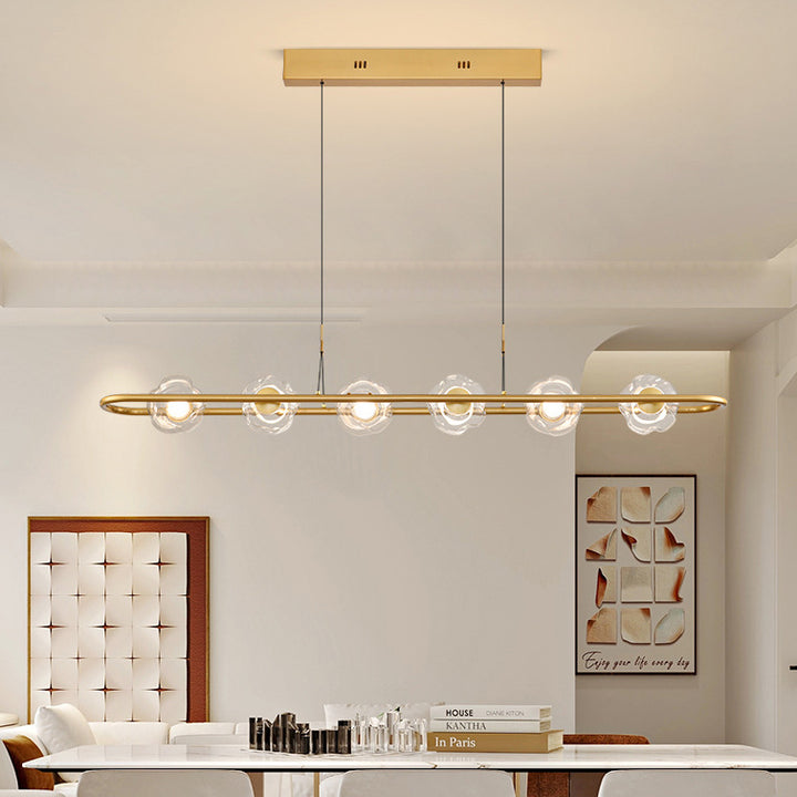 Lustre à suspension contemporain de luxe en fer avec abat-jour en verre en forme de boule LED pour salon 