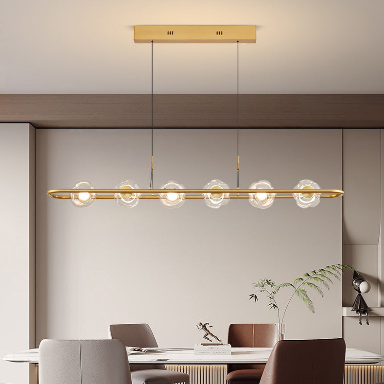 Lustre à suspension contemporain de luxe en fer avec abat-jour en verre en forme de boule LED pour salon 