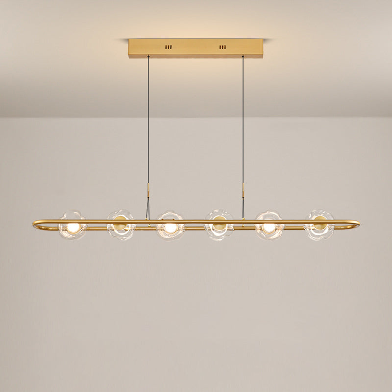 Lustre à suspension contemporain de luxe en fer avec abat-jour en verre en forme de boule LED pour salon 