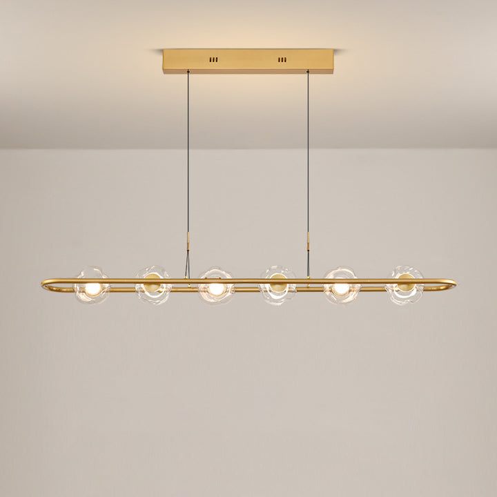 Lustre à suspension contemporain de luxe en fer avec abat-jour en verre en forme de boule LED pour salon 