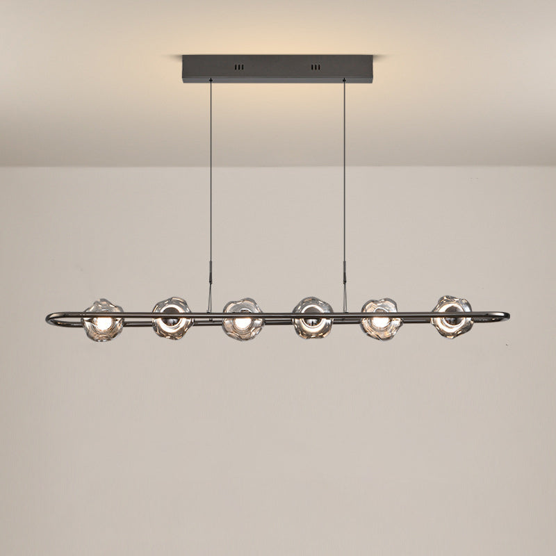 Lustre à suspension contemporain de luxe en fer avec abat-jour en verre en forme de boule LED pour salon 